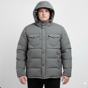 LEVI'S Men’s‎ XXL Gray Hooded Winter Parka Puffer Coat Jacket Quilted Outerwear